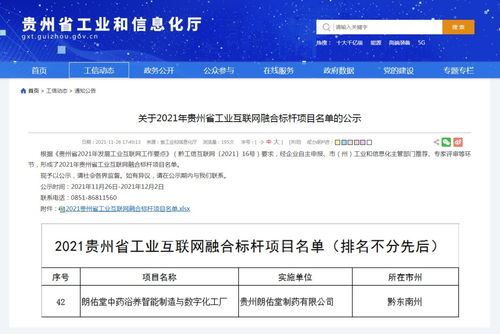 朗佑堂中药浴养智能制造与数字化工厂项目被列为2021贵州省工业互联网融合标杆项目